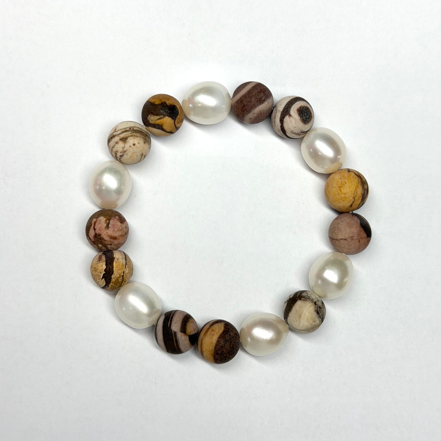 Zebra Stone Pearl Bracelet