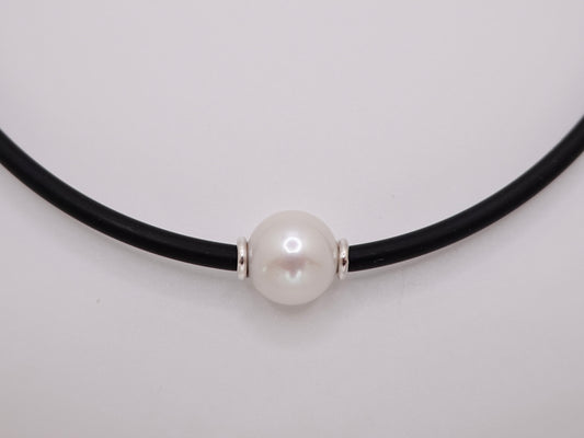 Freshwater Neoprene Necklace Silver