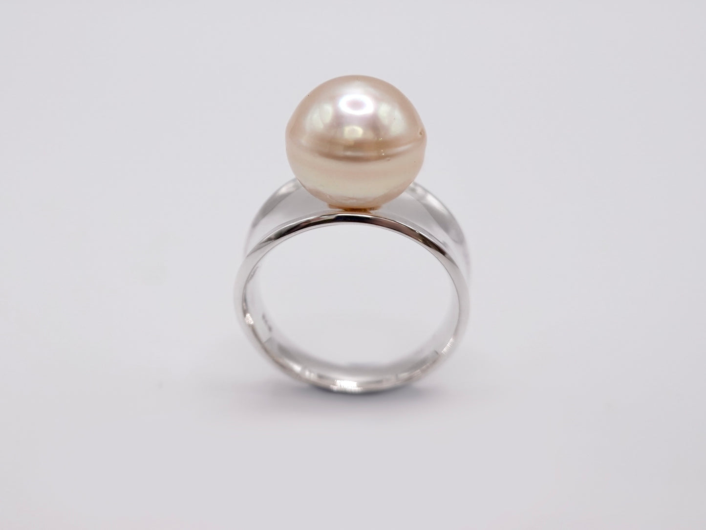 Wide Band Ring Silver - Gold Pearl