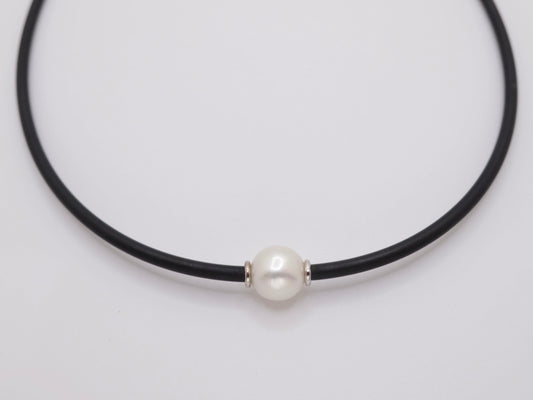 Freshwater Neoprene Necklace Silver